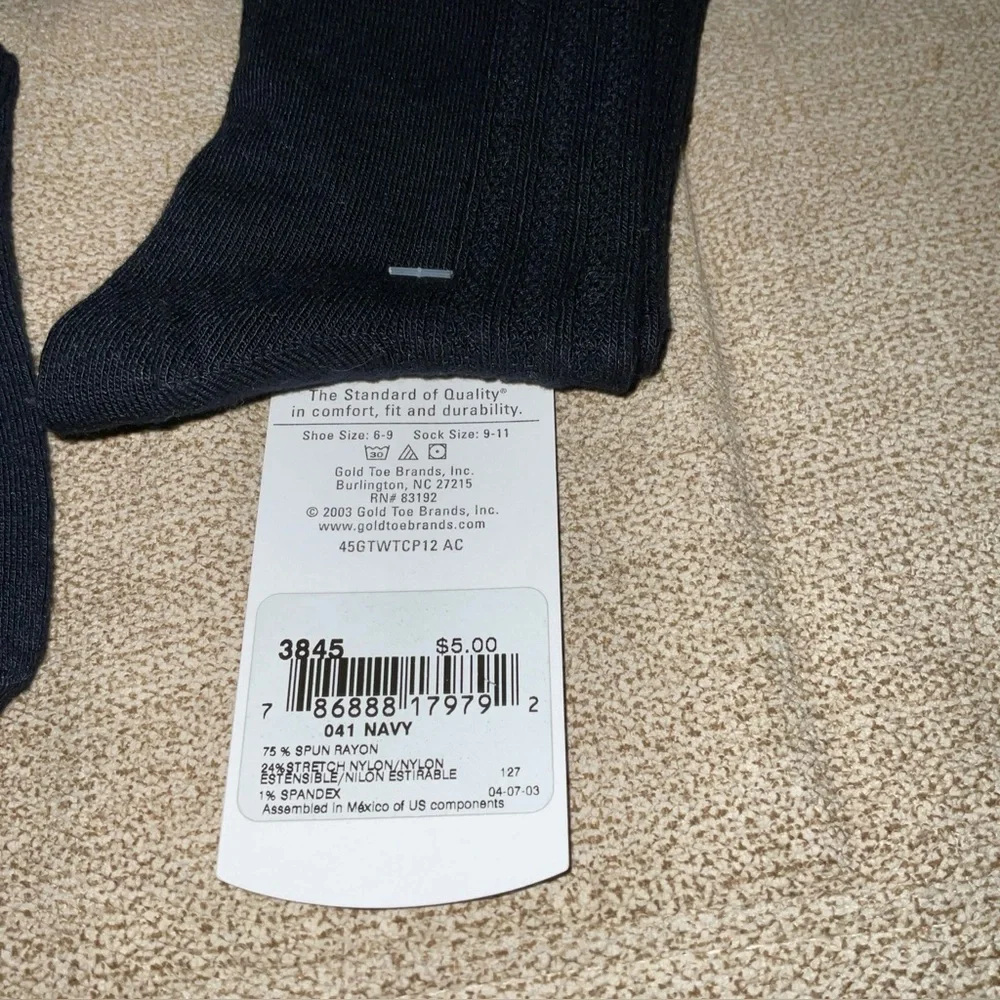 Vintage Ladies GOLD TOE Womens Trouser Socks 9-11 shoe 6-9 NAVY BLUE 2 pairs NWT